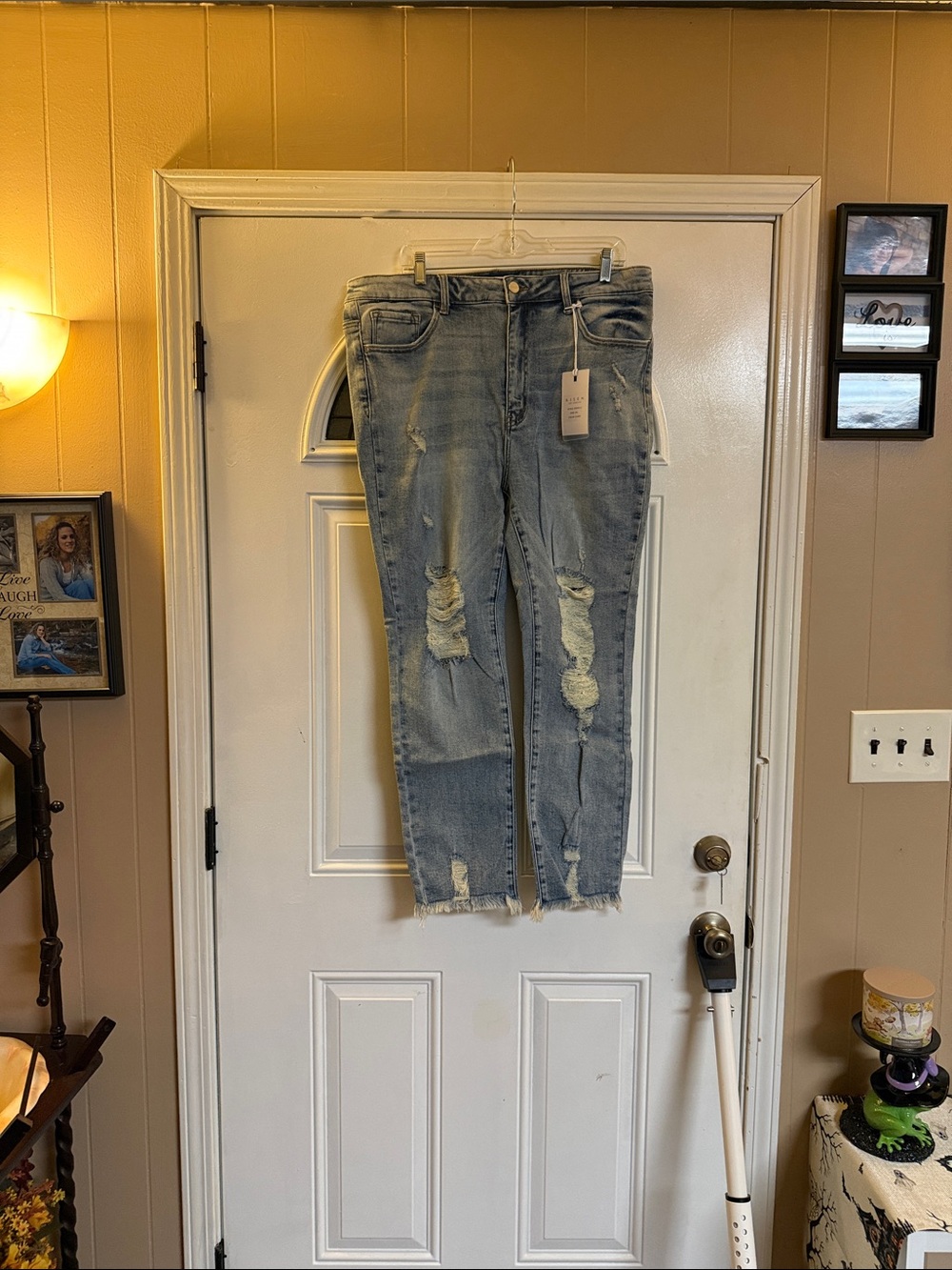 Risen Light Blue Distressed Boyfriend Jeans